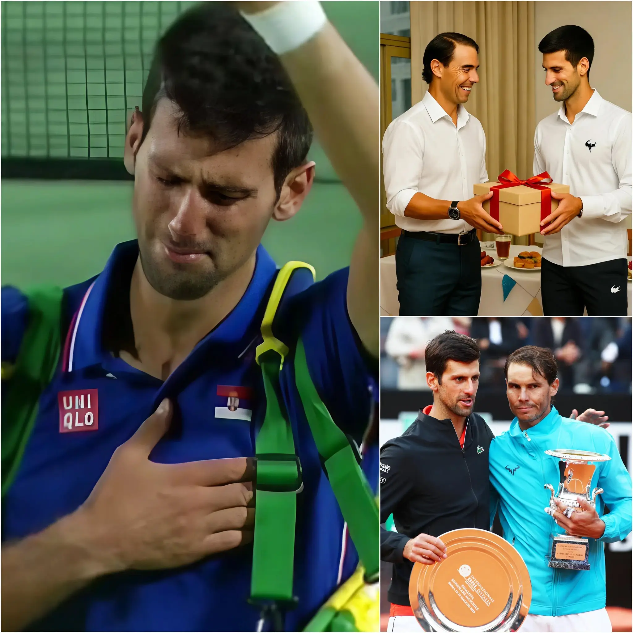 Cover Image for Rafael Nadal surprised Novak Djokovic with a secret birthday party, no journalists, just close friends and a cake baked by Nadal’s wife. The emotional moment came when Nadal gifted Djokovic a box engraved with, “For those who believed in me when I was unknown.” Djokovic opened it, paused, then whispered, “I will never forget this,” leaving everyone in tears. The mysterious gift’s reveal at the end shocked them all.