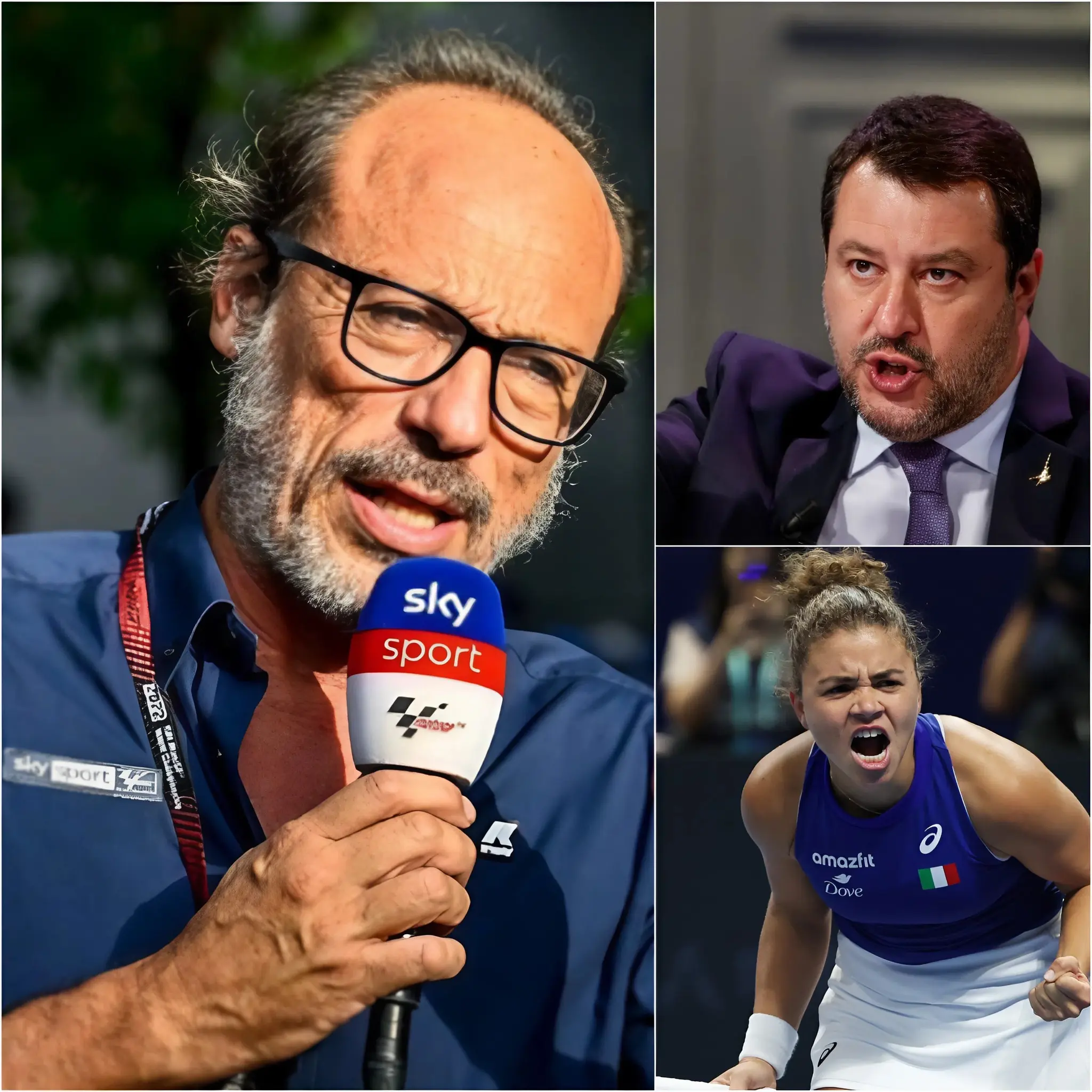 Cover Image for “È un politico italiano, come può dire certe cose agli atleti italiani?” Il dibattito non è ancora finito. Il famoso giornalista Guido Meda ha scioccato tutti quando ha preso la parola per difendere Jasmine Paolini dopo i duri attacchi del vicepresidente Matteo Salvini. Non ha mai preso la parola per difendersi, è rimasto in silenzio solo di fronte agli articoli, ma oggi è stato il cuore e la sincerità di lei a spingerlo a farlo. Ciò che Paolini porta con sé è l’orgoglio del popolo italiano; se non potete aiutare i giovani atleti, non fate cose che umiliano gli italiani in questo modo. I tifosi di tutto il mondo hanno applaudito all’unisono, orgogliosi. Jasmine Paolini era così commossa che non è riuscita a trattenere le lacrime dopo così tanti giorni trascorsi a… Ha pubblicato un commento di 11 parole al giornalista Guido Meda, facendolo sorridere con orgoglio